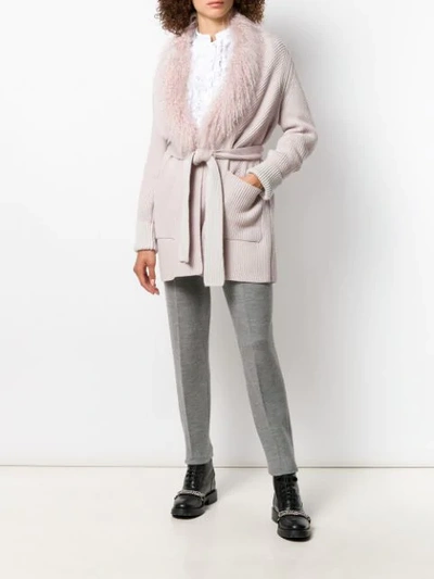 Shop D-exterior Knitted Cardigan Coat In Pink