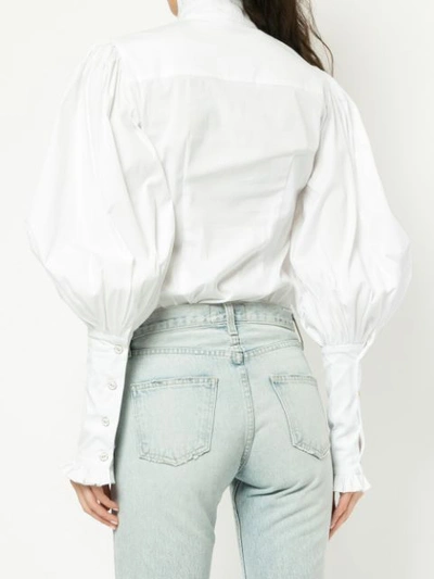 Shop Caroline Constas Puffed Sleeve Shirt In White