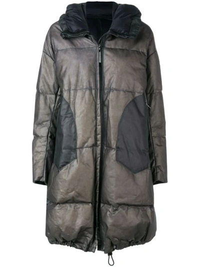 Shop Isaac Sellam Experience Hooded Leather Puffer Coat In Grey