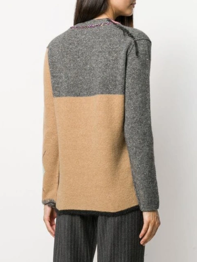 Shop Antonio Marras Distressed Argyle Sweater In Neutrals