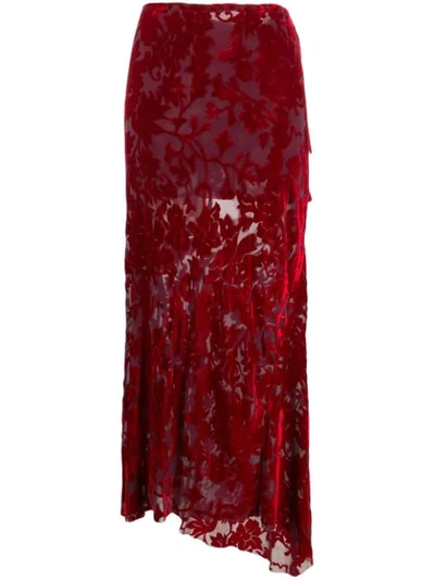 Shop Ann Demeulemeester Floral Devore Skirt In Red