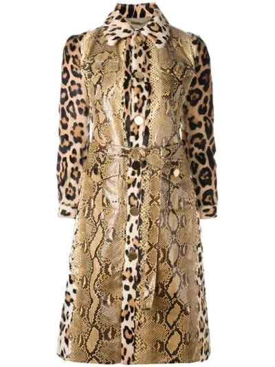 Shop Givenchy Print Mix Panelled Trench Coat In Neutrals