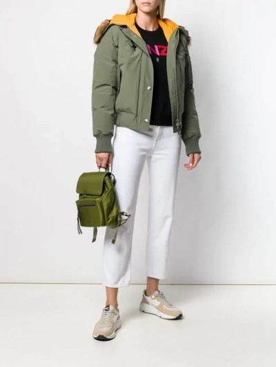 Shop Kenzo Padded Bomber Jacket In Green