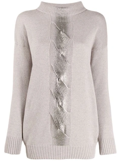 Shop D-exterior Metallic Stripe Jumper In Grey