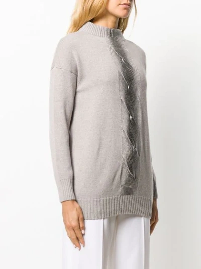 Shop D-exterior Metallic Stripe Jumper In Grey