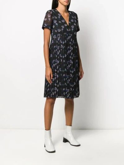 Shop Kenzo Passion Flower Pleated Dress In Black