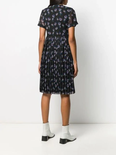 Shop Kenzo Passion Flower Pleated Dress In Black