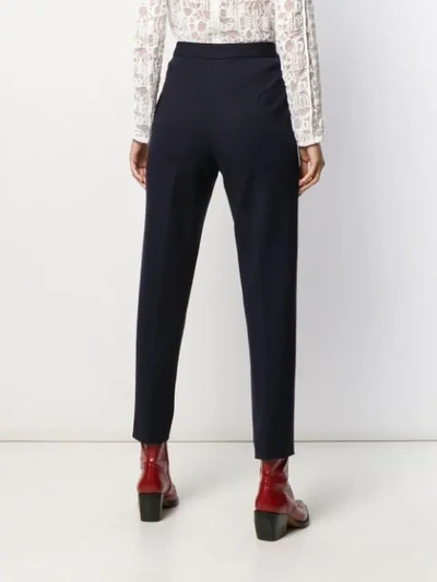 Shop Sandro High Waisted Trousers In Blue