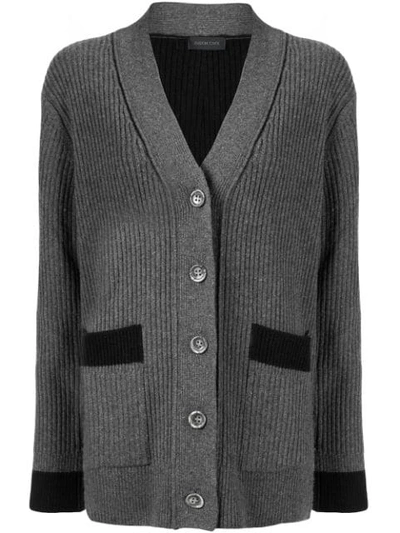 Shop Eudon Choi Natalia Contrast-trimmed Cardigan In Grey