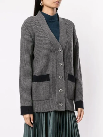 Shop Eudon Choi Natalia Contrast-trimmed Cardigan In Grey