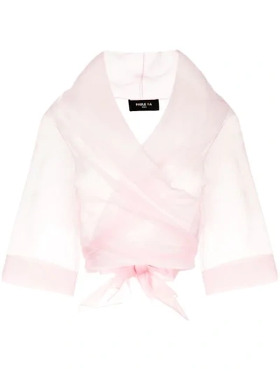 Shop Paule Ka Organza Fitted Jacket In Pink