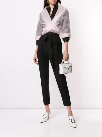 Shop Paule Ka Organza Fitted Jacket In Pink