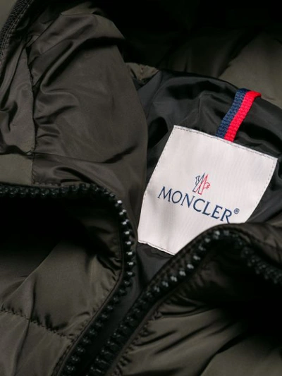 Shop Moncler Zipped Padded Coat - Brown