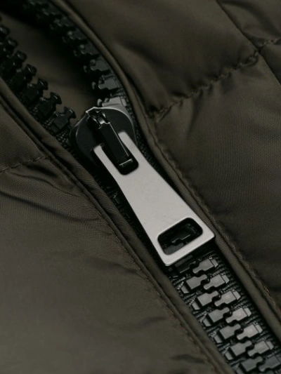 Shop Moncler Zipped Padded Coat - Brown