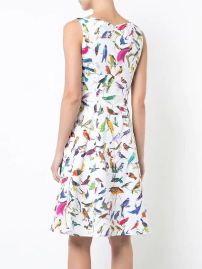 Shop Carolina Herrera Bird Print Flared Dress - White