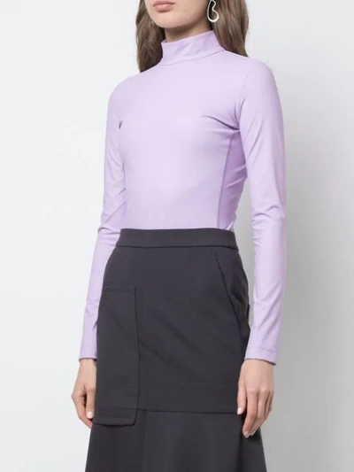 Shop Tibi High Neck Scuba Bodysuit In Purple