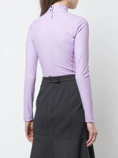 Shop Tibi High Neck Scuba Bodysuit In Purple