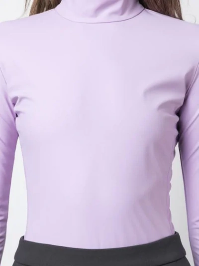Shop Tibi High Neck Scuba Bodysuit In Purple