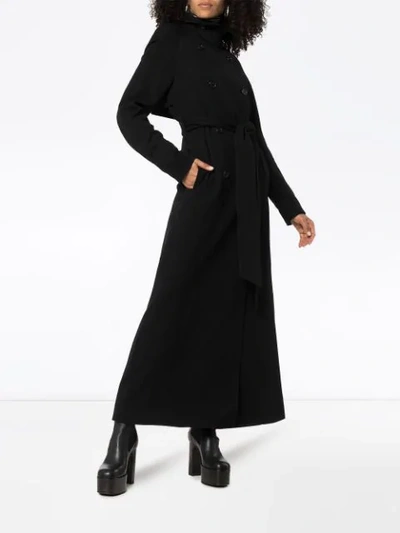 Shop Ann Demeulemeester Double-breasted Belted Trench Coat In Black