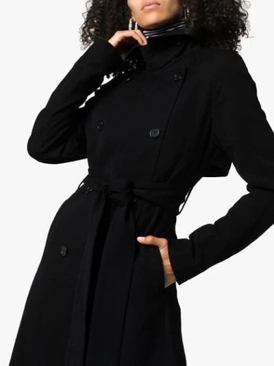 ANN DEMEULEMEESTER DOUBLE-BREASTED BELTED TRENCH COAT - 黑色