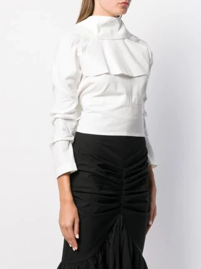 Shop A.w.a.k.e. Ruched Cotton Blouse In White