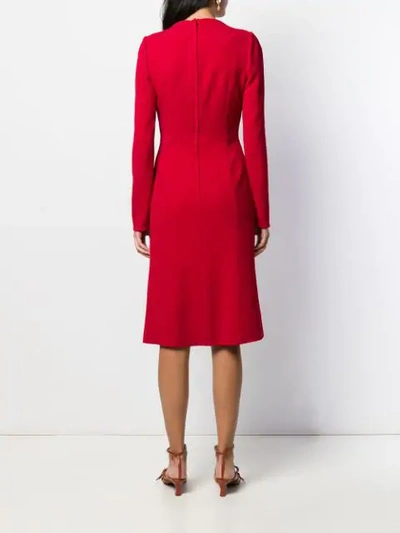 Shop Dolce & Gabbana V-neck Midi Dress In Red