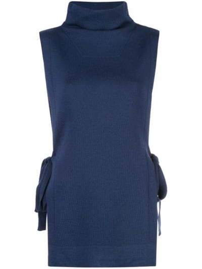 Shop Fuzzi Roll Neck Knitted Top In Blue