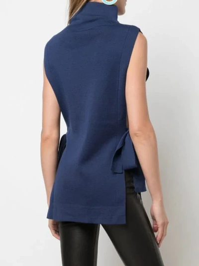 Shop Fuzzi Roll Neck Knitted Top In Blue