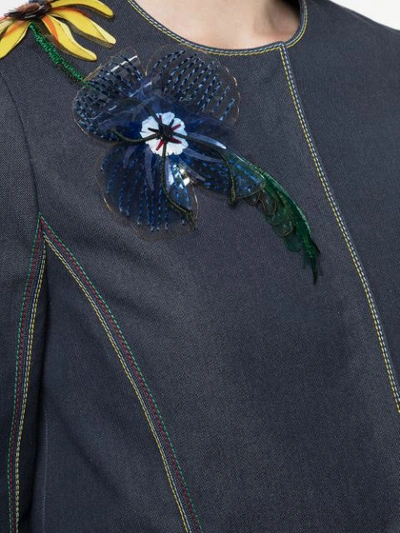 Shop Carolina Herrera Embellished Denim Jacket - Blue