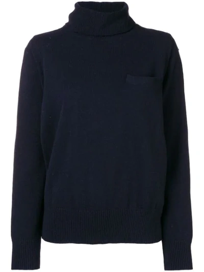 Shop Sacai Pleated Back Knit Sweater - Blue