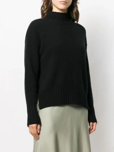 Shop Allude Turtleneck Fine Knit Sweater In Black