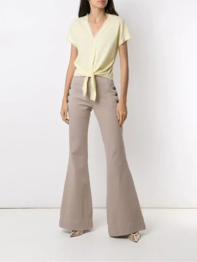 Shop Andrea Bogosian Pocket Flared Trousers In Neutrals