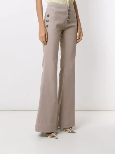 Shop Andrea Bogosian Pocket Flared Trousers In Neutrals