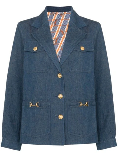 Shop Gucci Horsebit-detail Denim Jacket In Blue