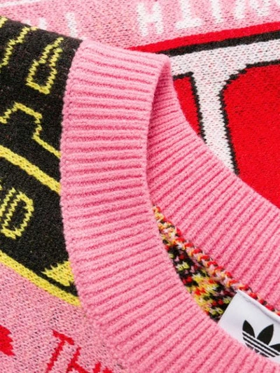 Adidas Originals Logo Intarsia Cropped Jumper In Pink | ModeSens