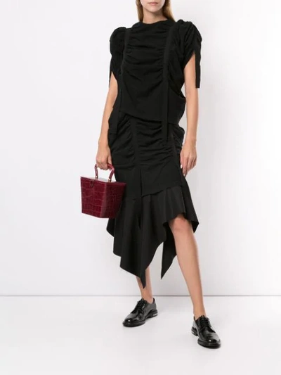 Shop Aganovich Asymmetric Draped Skirt In Black