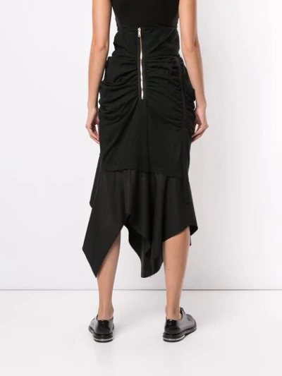 Shop Aganovich Asymmetric Draped Skirt In Black