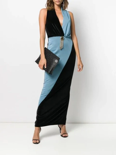 Shop Fausto Puglisi Two-tone Fitted Dress In Blue