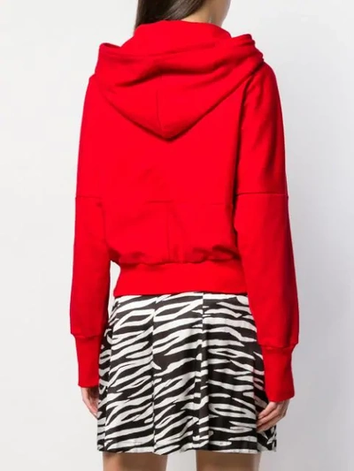 Shop Msgm Hoodie With Gathered Detail In Red