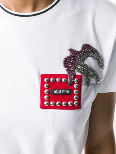 Shop Miu Miu Embellished T-shirt - White