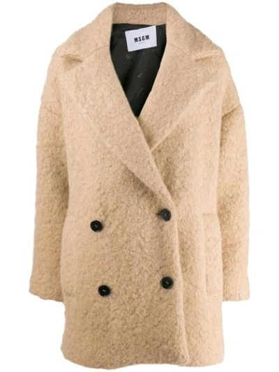 Shop Msgm Oversized Double-breasted Coat In Neutrals