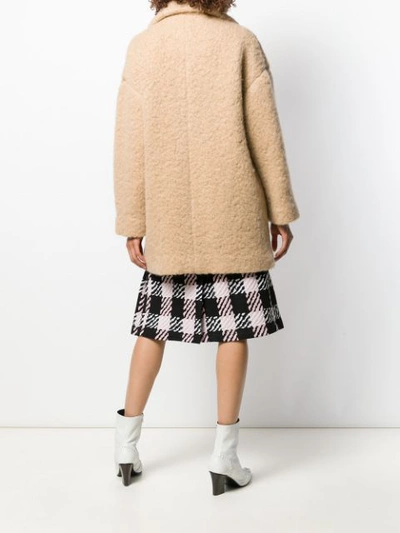 Shop Msgm Oversized Double-breasted Coat In Neutrals