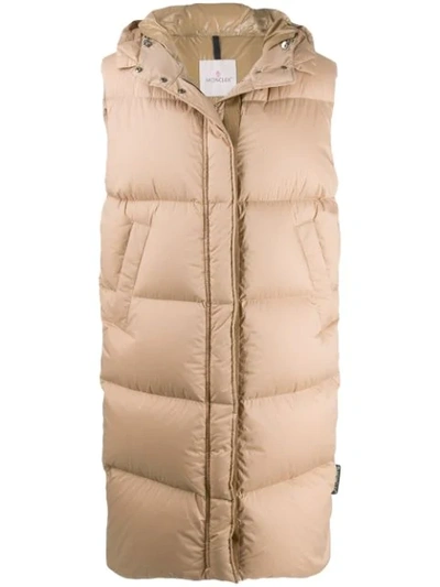 Shop Moncler Comoe Long Gilet In Neutrals