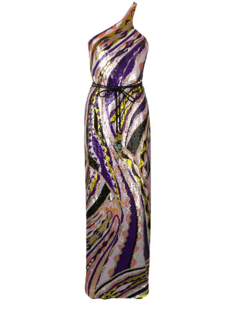 Emilio Pucci Sequin Embroidered Silk Maxi Dress In Purple | ModeSens