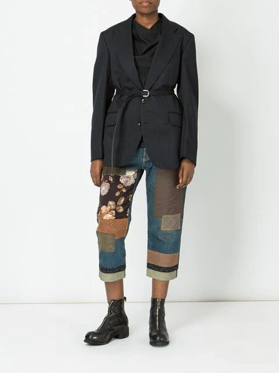 Shop Junya Watanabe Patch-work Cropped Jeans In Blue