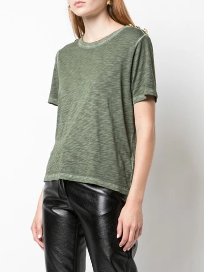 Shop Veronica Beard Shoulder-button Military T-shirt In Green