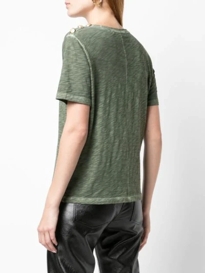 Shop Veronica Beard Shoulder-button Military T-shirt In Green