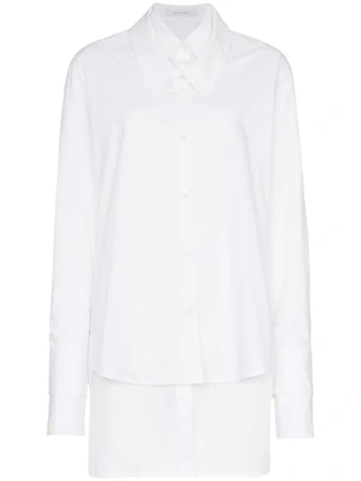 Shop Delada Double Oversized Cotton Long Sleeve Shirt In White