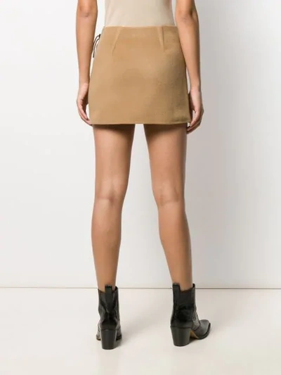 Shop P.a.r.o.s.h. Fringe Mini Skirt In Brown