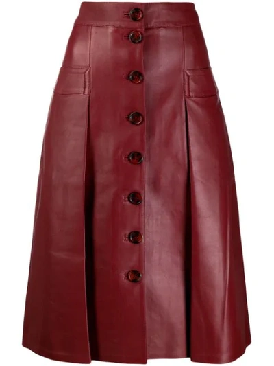 Shop Dodo Bar Or Leather Midi Skirt In Vino